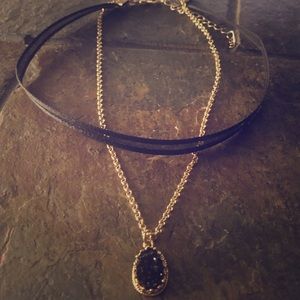 Druzy pendant layered necklace